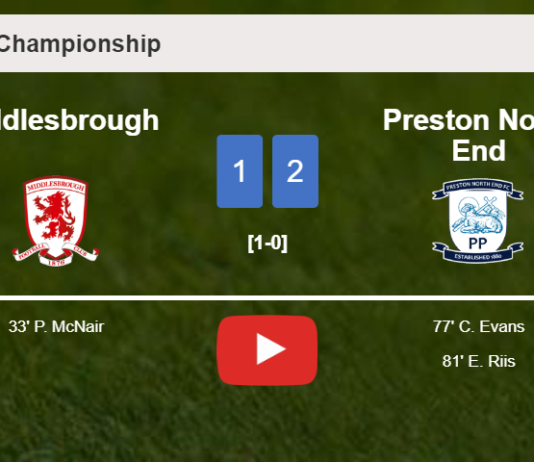 Preston North End recovers a 0-1 deficit to defeat Middlesbrough 2-1. HIGHLIGHTS