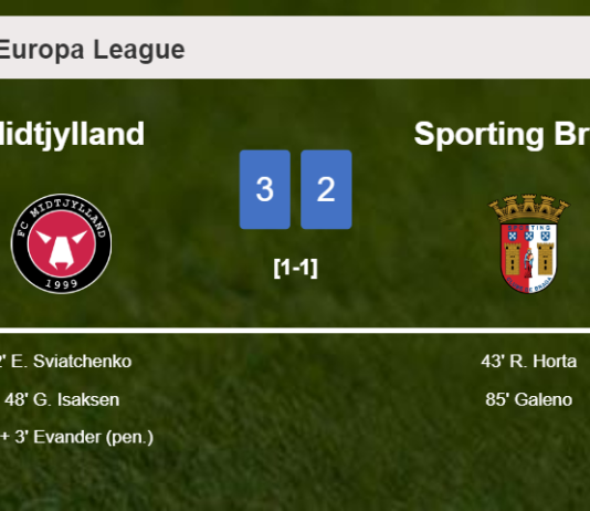 Midtjylland conquers Sporting Braga 3-2