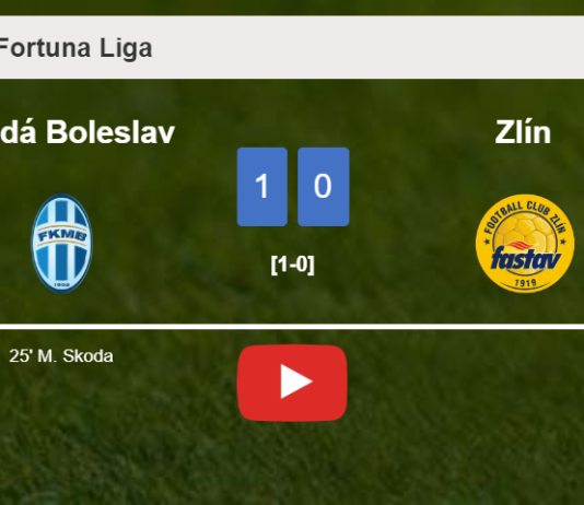 Mladá Boleslav defeats Zlín 1-0 with a goal scored by M. Skoda. HIGHLIGHTS