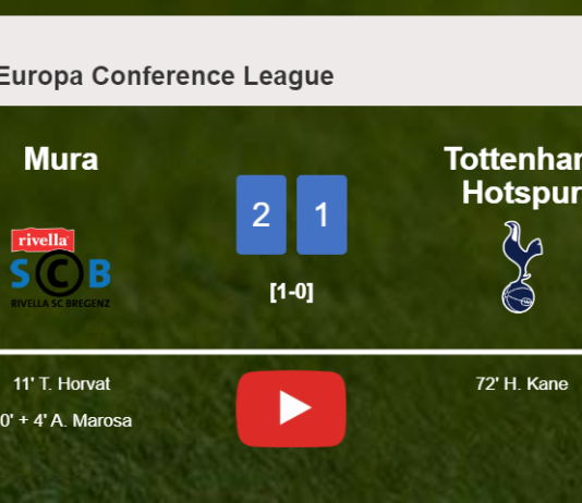 Mura grabs a 2-1 win against Tottenham Hotspur. HIGHLIGHTS