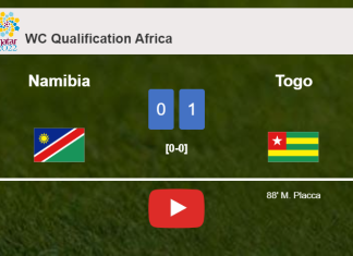 Togo prevails over Namibia 1-0 with a late goal scored by M. Placca. HIGHLIGHTS