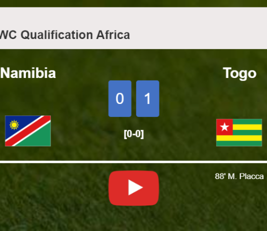 Togo prevails over Namibia 1-0 with a late goal scored by M. Placca. HIGHLIGHTS