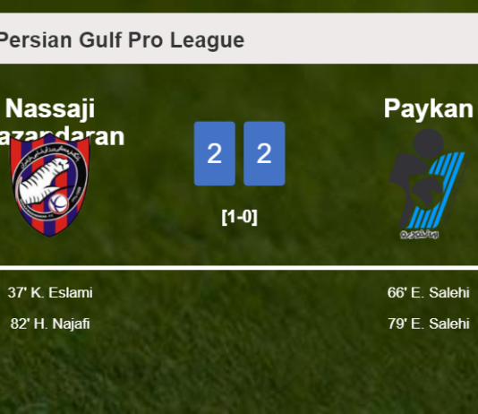 Nassaji Mazandaran and Paykan draw 2-2 on Wednesday