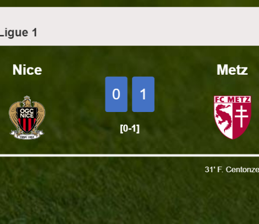 Metz beats Nice 1-0 with a goal scored by F. Centonze