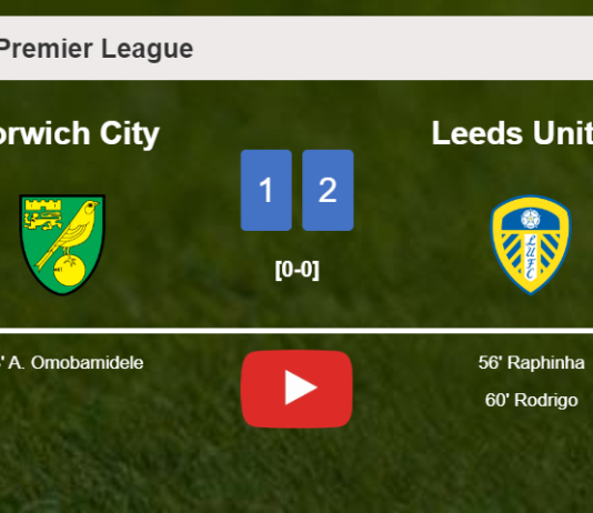 Leeds United tops Norwich City 2-1. HIGHLIGHTS