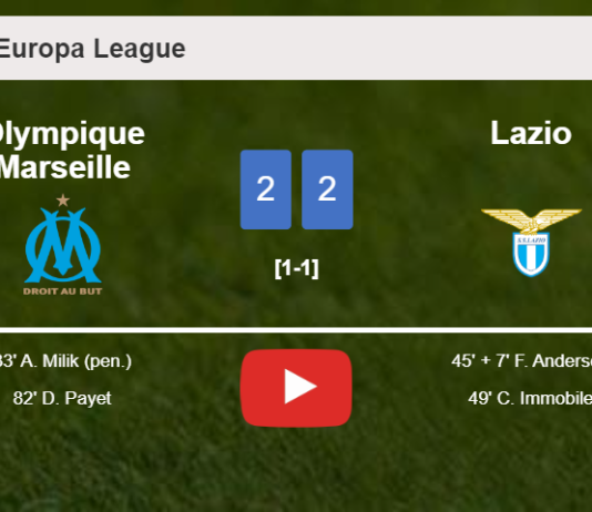 Olympique Marseille and Lazio draw 2-2 on Thursday. HIGHLIGHTS