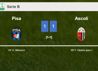Pisa and Ascoli draw 1-1 on Monday