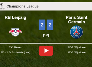 RB Leipzig and Paris Saint Germain draw 2-2 on Wednesday. HIGHLIGHTS