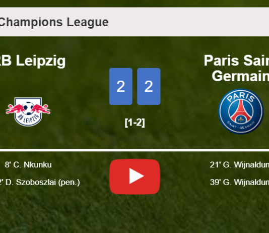 RB Leipzig and Paris Saint Germain draw 2-2 on Wednesday. HIGHLIGHTS