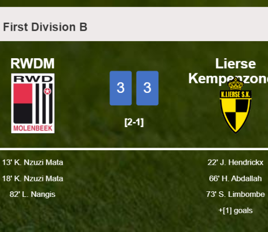 RWDM and Lierse Kempenzonen draw a frantic match 3-3 on Sunday