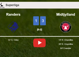 Midtjylland tops Randers 3-1. HIGHLIGHTS