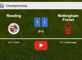 Reading and Nottingham Forest draw 1-1 on Saturday. HIGHLIGHTS