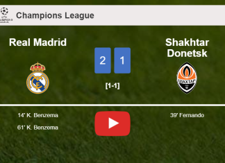 Real Madrid prevails over Shakhtar Donetsk 2-1 with K. Benzema scoring 2 goals. HIGHLIGHTS