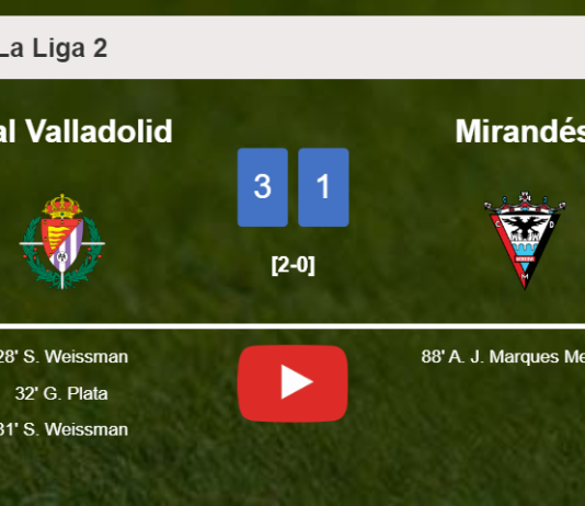 Real Valladolid demolishes Mirandés 3-1 with 2 goals from S. Weissman. HIGHLIGHTS