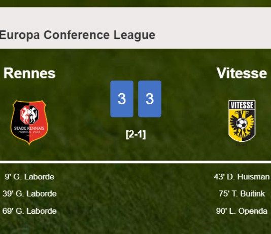 Rennes and Vitesse draw a crazy match 3-3 on Thursday
