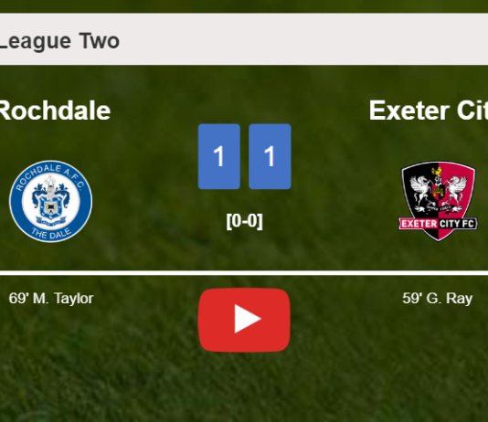 Rochdale and Exeter City draw 1-1 on Saturday. HIGHLIGHTS