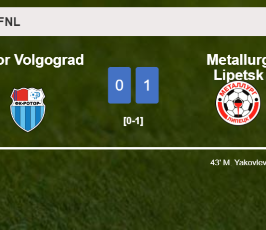 Metallurg Lipetsk conquers Rotor Volgograd 1-0 with a goal scored by M. Yakovlev