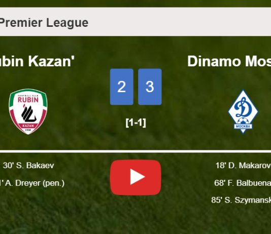 Dinamo Moskva beats Rubin Kazan' after recovering from a 2-1 deficit. HIGHLIGHTS