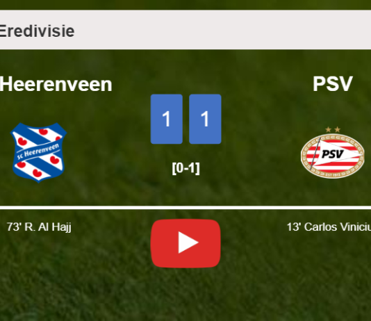 SC Heerenveen and PSV draw 1-1 on Sunday. HIGHLIGHTS