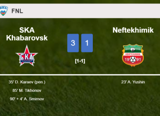 SKA Khabarovsk prevails over Neftekhimik 3-1 after recovering from a 0-1 deficit