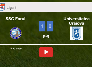 SSC Farul prevails over Universitatea Craiova 1-0 with a goal scored by A. Petre. HIGHLIGHTS
