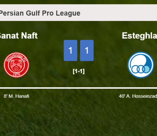 Sanat Naft and Esteghlal draw 1-1 on Monday
