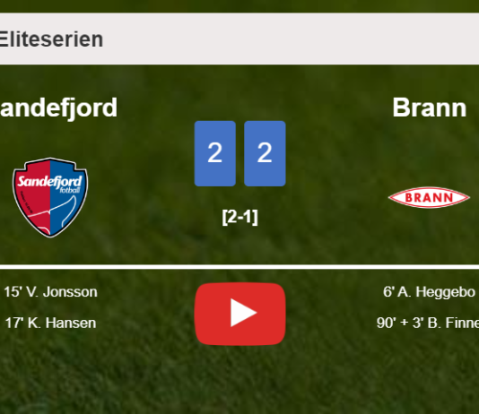 Sandefjord and Brann draw 2-2 on Sunday. HIGHLIGHTS