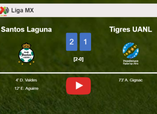 Santos Laguna defeats Tigres UANL 2-1. HIGHLIGHTS
