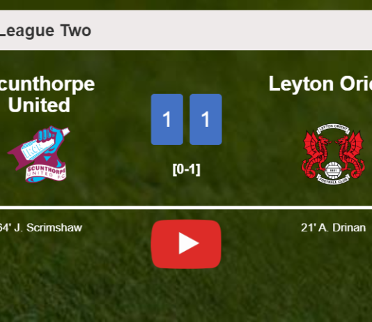 Scunthorpe United and Leyton Orient draw 1-1 on Tuesday. HIGHLIGHTS