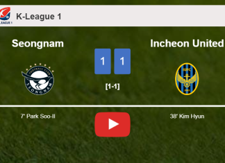 Seongnam and Incheon United draw 1-1 on Wednesday. HIGHLIGHTS