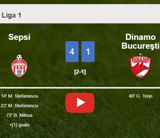 Sepsi obliterates Dinamo Bucureşti 4-1 with a superb match. HIGHLIGHTS