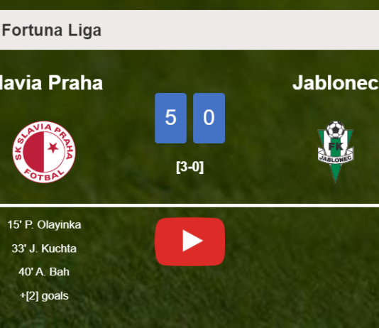 Slavia Praha annihilates Jablonec 5-0 . HIGHLIGHTS