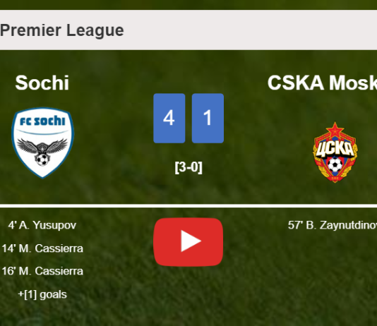Sochi destroys CSKA Moskva 4-1 with a superb performance. HIGHLIGHTS