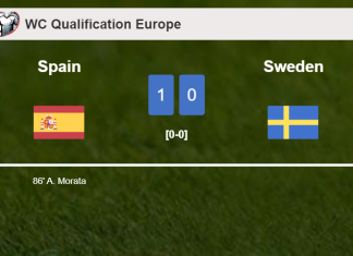 Spain conquers Sweden 1-0 with a late goal scored by A. Morata
