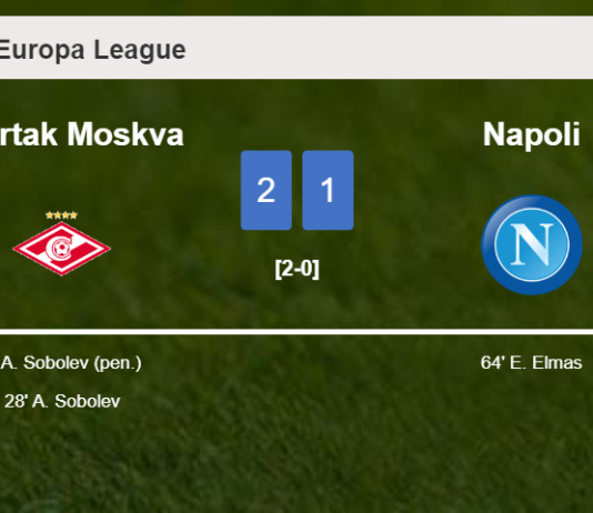 Spartak Moskva conquers Napoli 2-1 with A. Sobolev scoring 2 goals