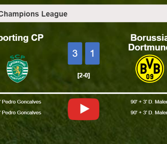 Sporting CP conquers Borussia Dortmund 3-1 with 2 goals from P. Goncalves. HIGHLIGHTS