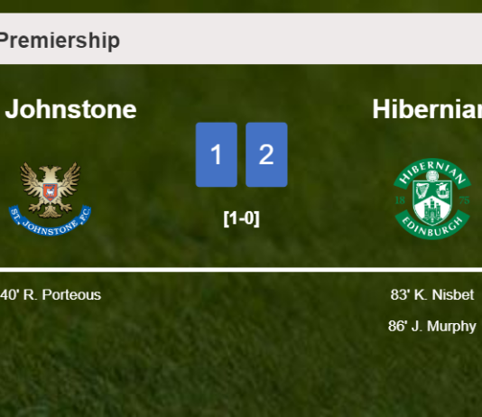 Hibernian recovers a 0-1 deficit to top St. Johnstone 2-1