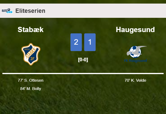 Stabæk recovers a 0-1 deficit to prevail over Haugesund 2-1