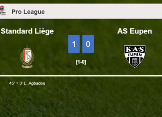 Standard Liège beats AS Eupen 1-0 with a late and unfortunate own goal from E. Agbadou