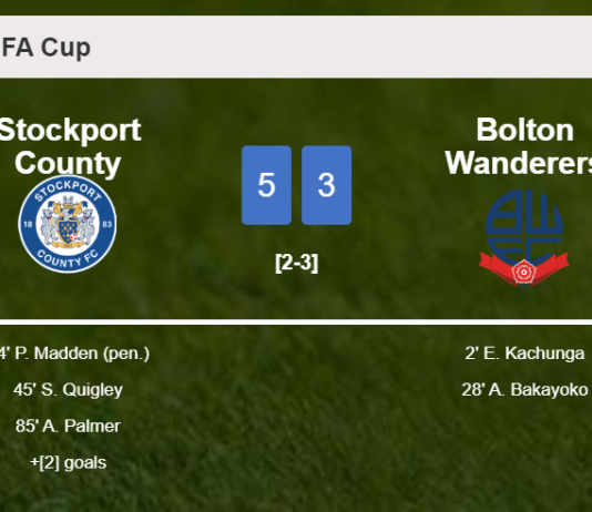 Stockport County conquers Bolton Wanderers 5-3 after playing a incredible match