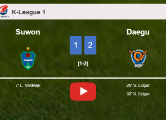 Daegu recovers a 0-1 deficit to overcome Suwon 2-1 with S. Edgar scoring 2 goals. HIGHLIGHTS