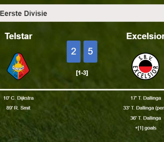Excelsior defeats Telstar 5-2 with 4 goals from T. Dallinga