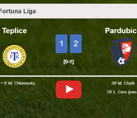 Pardubice snatches a 2-1 win against Teplice. HIGHLIGHTS