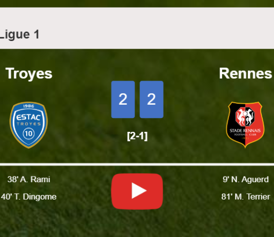 Troyes and Rennes draw 2-2 on Sunday. HIGHLIGHTS