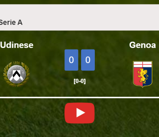 Udinese draws 0-0 with Genoa on Sunday. HIGHLIGHTS