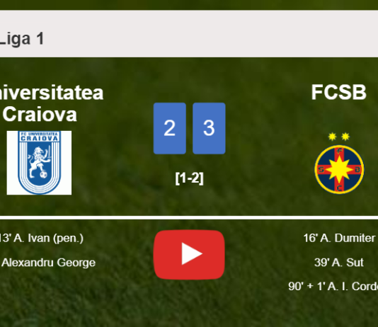 FCSB beats Universitatea Craiova 3-2. HIGHLIGHTS