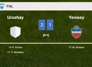 Urozhay recovers a 0-1 deficit to best Yenisey 2-1