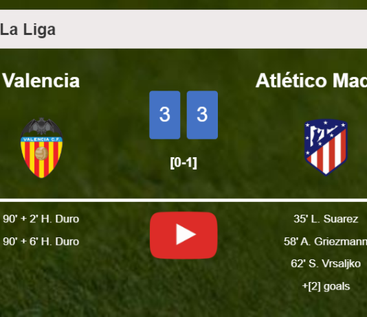 Valencia and Atlético Madrid draw a crazy match 3-3 on Sunday. HIGHLIGHTS