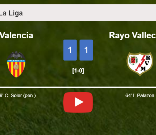 Valencia and Rayo Vallecano draw 1-1 on Saturday. HIGHLIGHTS
