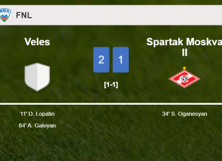 Veles defeats Spartak Moskva II 2-1